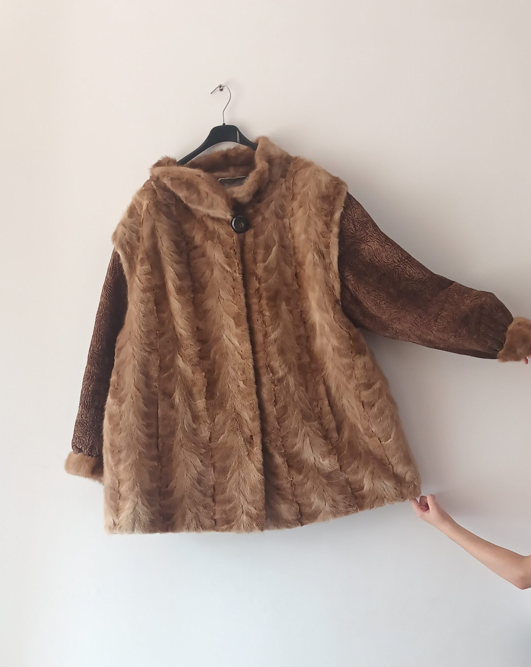 Vintage Women Brown Mink Fur Coat Size XXL/48 A Line Mink Fur