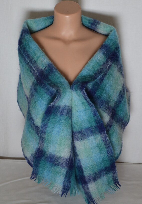 Vintage Mohair Wool Wrap Scarf Unisex Wool Large S