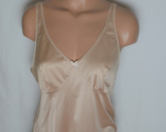 VAN RAALTE Vintage Lingerie Beige Nightwear Size M/38 Bridal Nightie Women's Boudoir Under Dress Full Slip Tan Baby Doll Nightie Made Canada