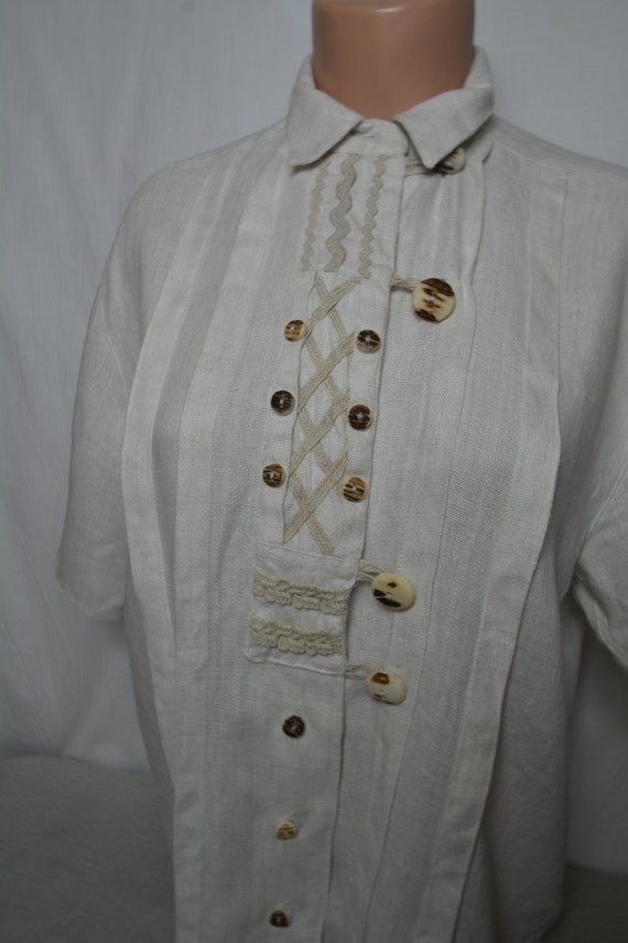 Vintage Hess Frackmann Women's Linen Dirndl Shirt… - image 6