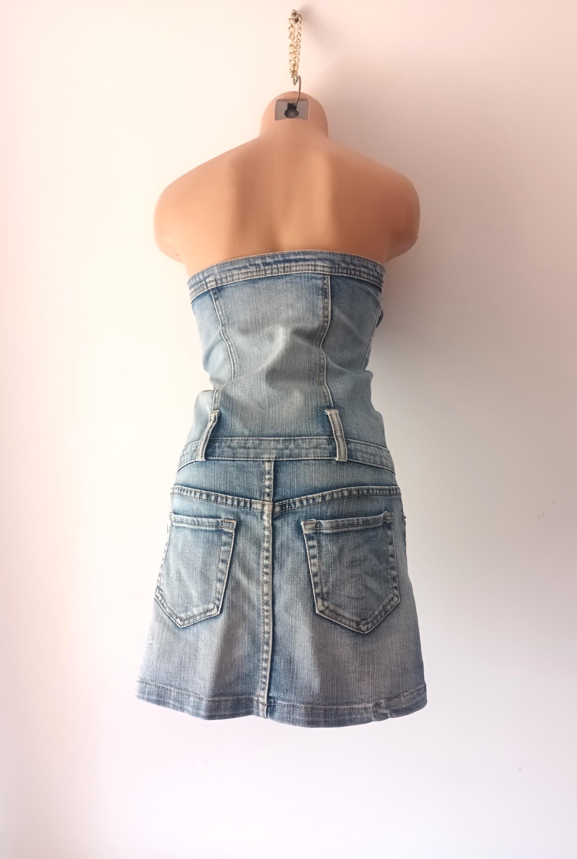 Retro Blue Denim Corset Mini Dress Size XXS/32 Strapless Denim Mini Button  up Dress Corset Slip Pencil Dress Bodycon Y2K Style Jean Dress - Etsy