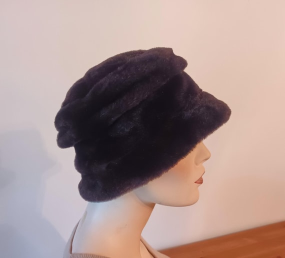 Vintage Black Mink Fur Bucket Cloche Fisherman Hat Excellent Condition Mink Fur Cloche Hat - Etsy main image 2