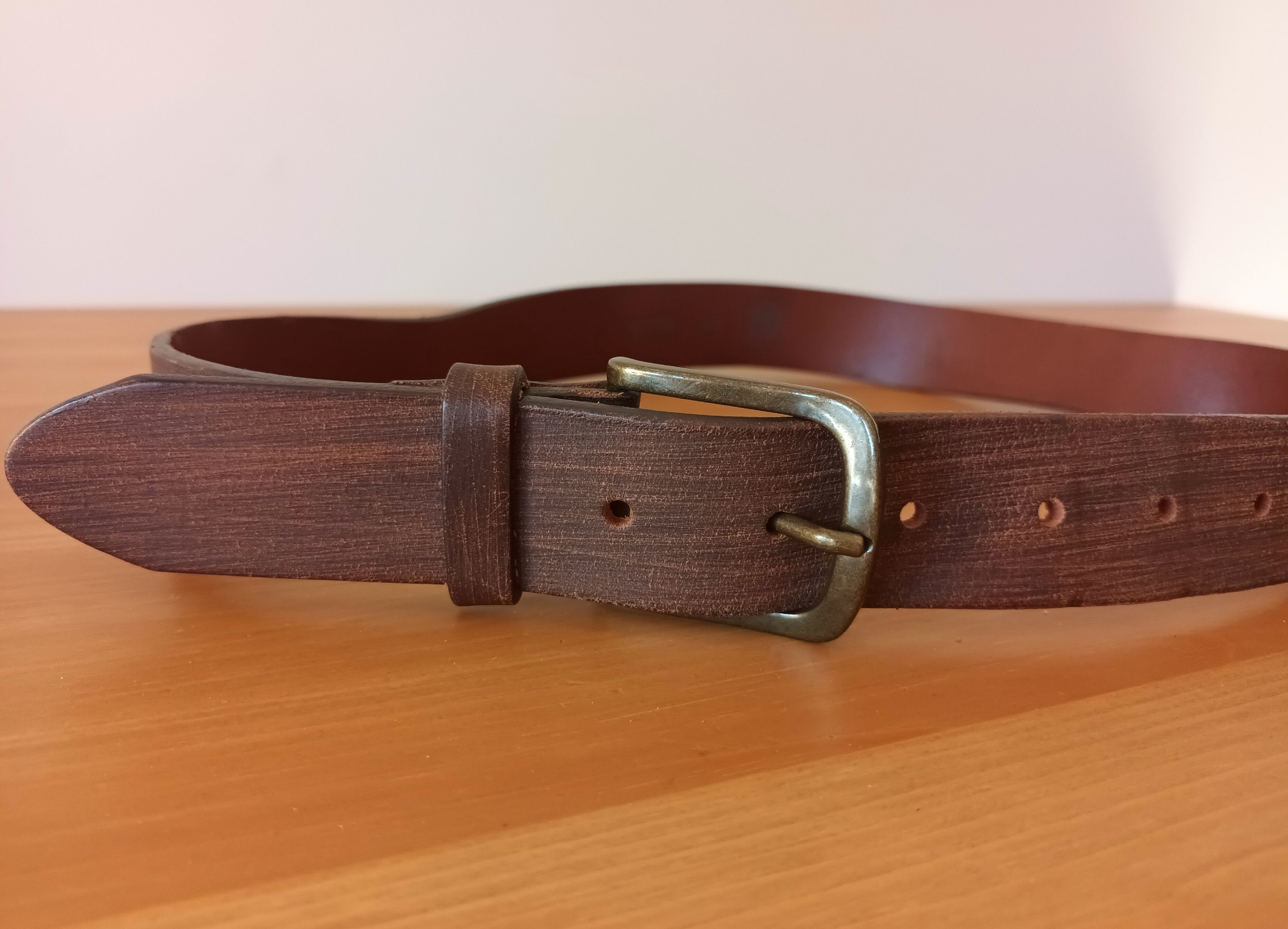 Vintage chocolate brown  textured  Genuine  Leather belt Sz S-M Italy Full Grain Leather 38mm Belt by Ashford Ridge (1.5 main image 2