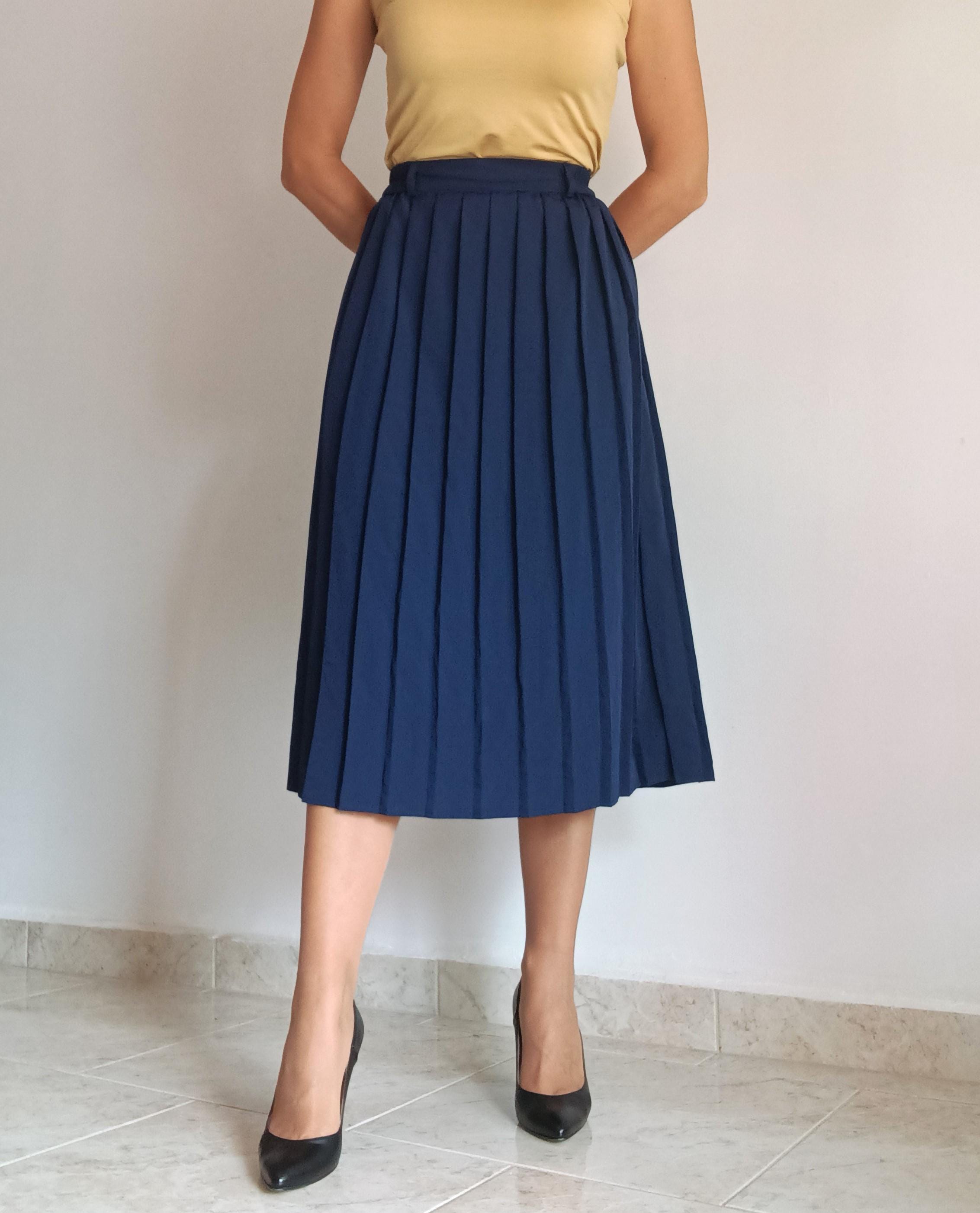 Jupe plissée bleu marine France