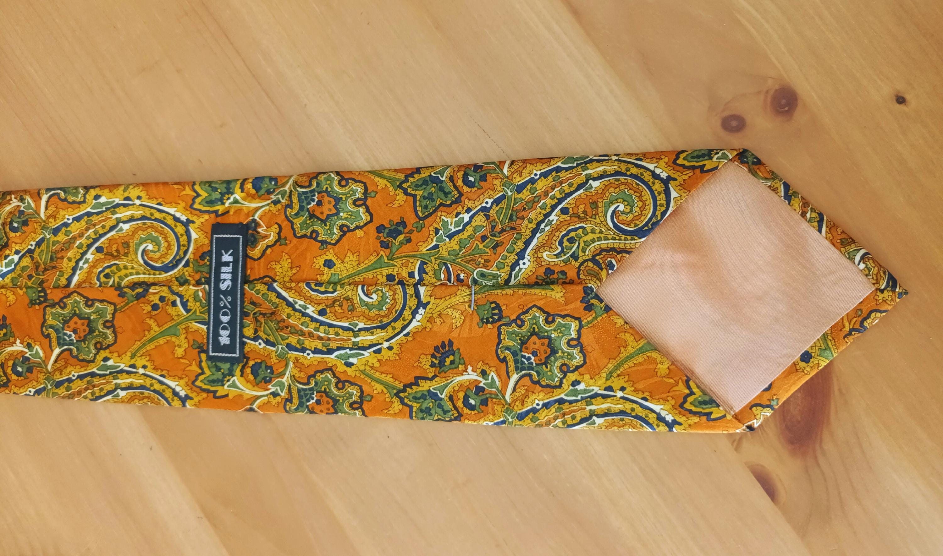 Cravatta Uomo DQT Paisley Floreale – Larghezza Classica 9 Cm, Lunghezza 148 Cm, Colore Arancione Scuro, Per Matrimoni E Cerimonie - 2