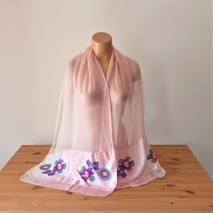 Vintage mujeres pura rosa pálido floral bufanda larga rosa púrpura floral bufanda pura flores grandes bufanda cubrir bufanda multicolor bufanda floral