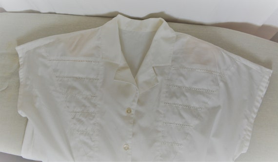Vintage Women White Shirt Size L Kimono Cap Sleev… - image 9