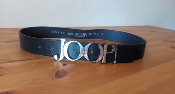 JOOP Vintage Women's Navy Blue Leather Belt Logo Dark Blue Waist