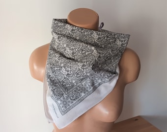 Vintage White Black Bandana Paisley Print Bandana Cotton Neck Scarf Western Bandana Cotton White Neckerchief Headband Headwrap
