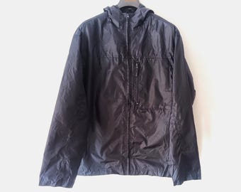 Vintage Herren Dunkelblau Regenjacke Größe S Mit Kapuze Nylon Regenmantel Regenjacke Knöpfen Dunkelblau Windjacke Wasserdicht Kurz Regen Reißverschluss Mantel
