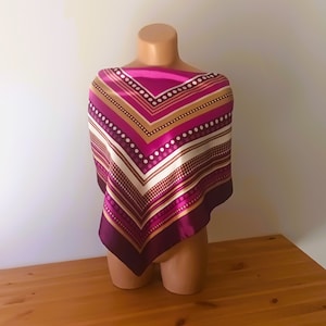 Vintage Purple Beige Square Scarf Satin Purple Striped Scarf Purple Magenta Scarf Polka Dot Satin Neck Scarf Codello Polyester Satin Scarf