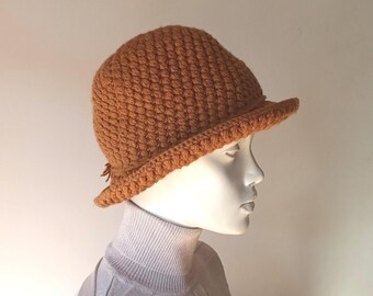 Vintage Brown Casual Wool Fall Winter Minimal Solid Bucket  display picture 1