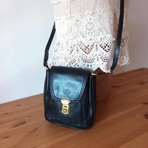 Made in Italy Vintage Womens Black Leather Saddle Bag Black Shoulder Bag Leather Cross Body Bag Mini Saddle Bag Casual Travel Small Bag