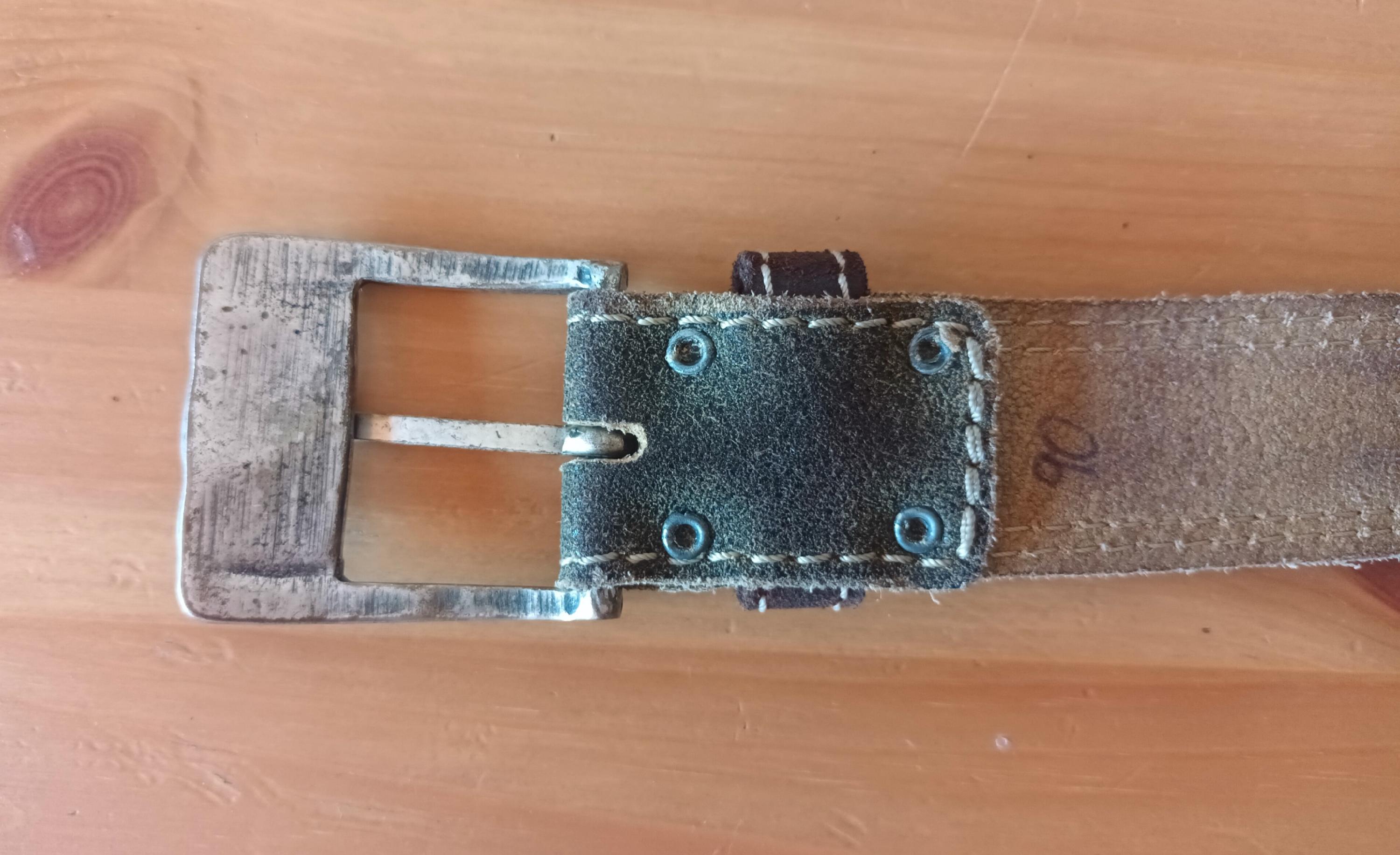 Vintage Women Brown Leather Belt Silver Metal Coins Details  display picture 3