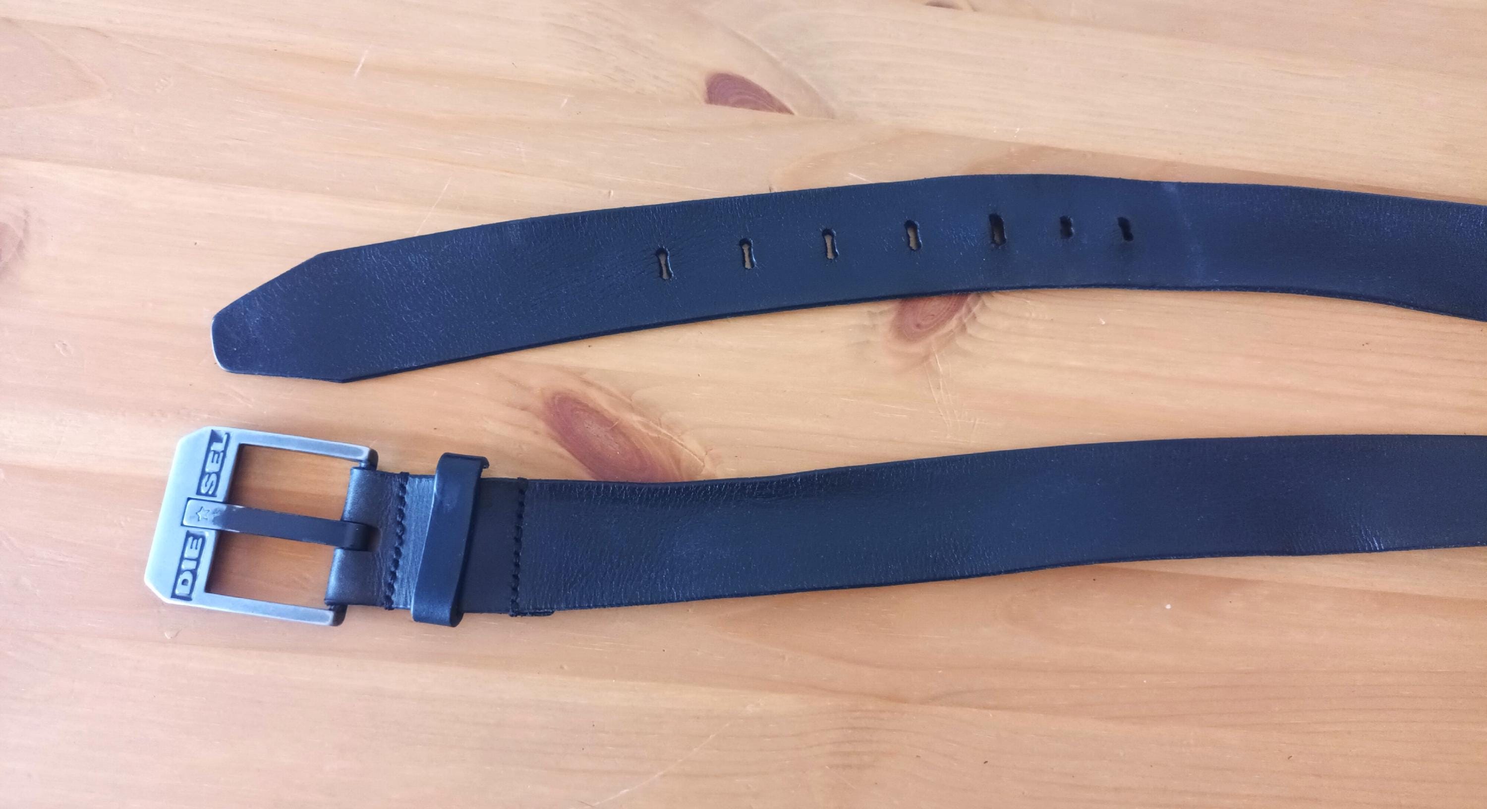 Vintage Brown Leather Diesel Denim Industry Logo Belt Size L