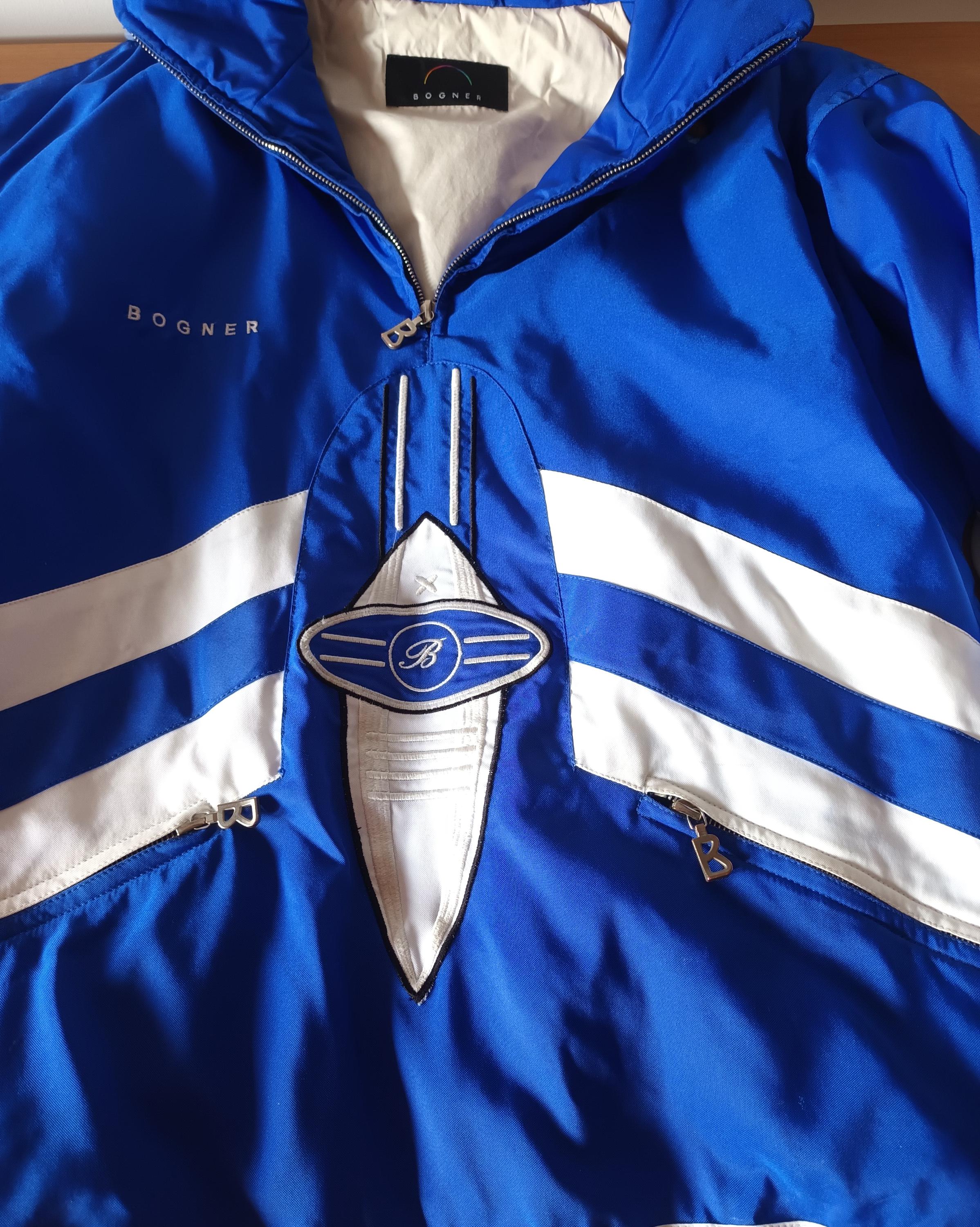 #2L✨BOGNER✨スキーウェア 上L下S メンズ 90s レトロ BOGNER Vintage Mens Womens Blue White Ski Anorak Jacket Size S