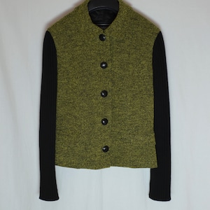 VERSUS VERSACE Women Wool Jacket Size S Green Black Lana Wool Jacket Vintage Versace Blazer Buttons Made in Italy Wool Green Moss Jacket 90s