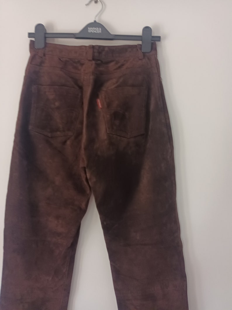Brown Suede Straight Pants