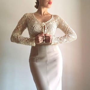 cream shrug for dresses Cream Cropped Cardigan - Shrug Sweater - Cropped Sweater