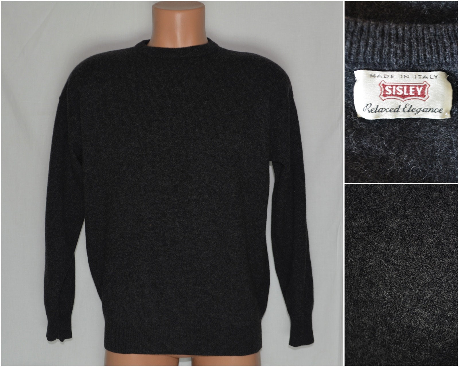 SISLEY Vintage Maglione di lana uomo Taglia M Collo tartaruga | Etsy Italia