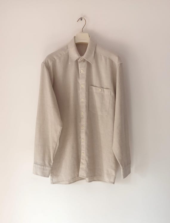 neutral color dress shirts Men's Basic Solid Color Button Up Dress Shirt (Beige) Beige / X-Large/17-17.5 Neck/36-37 Sleeve