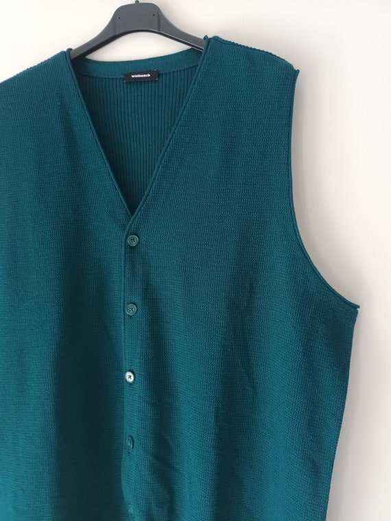 Vintage Men Merino Wool Knit Vest Size XXL/3XL Da… - image 7