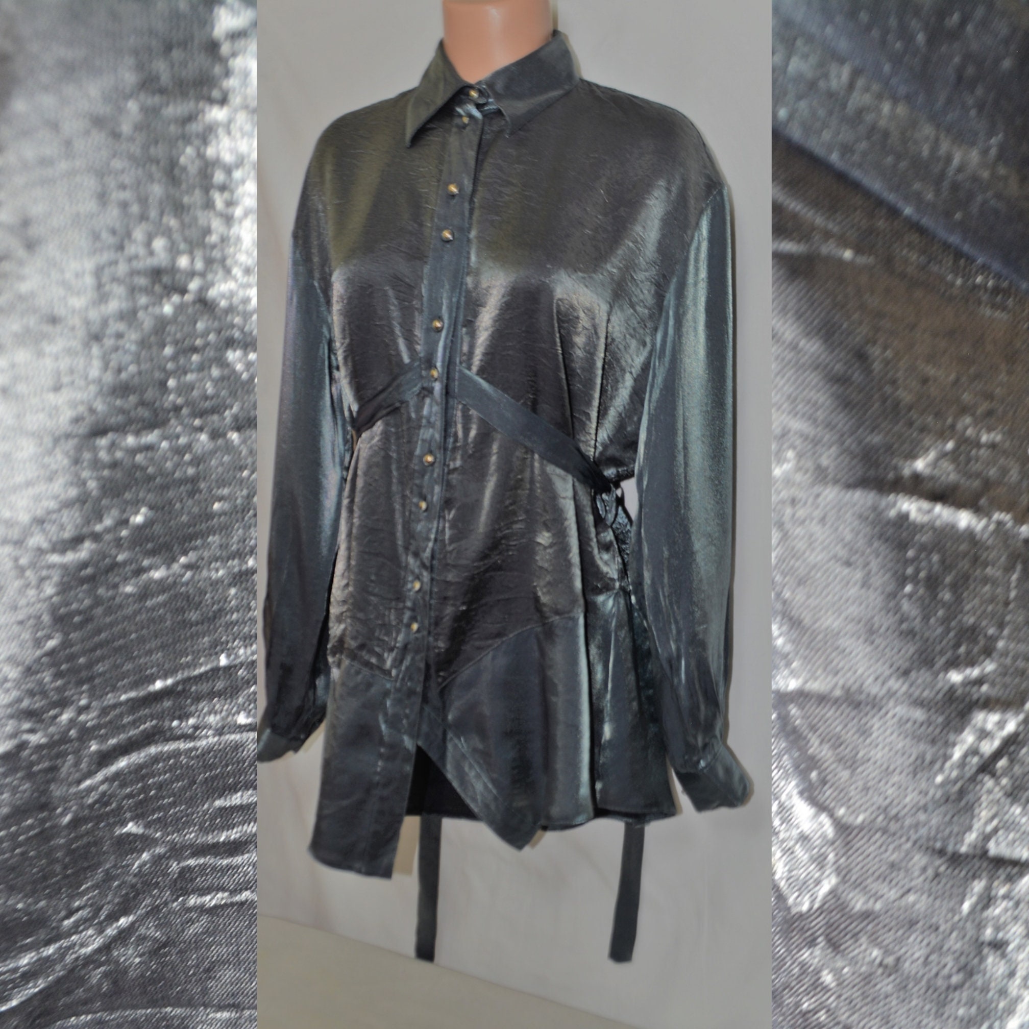 Silver grey satin blouse Clearance