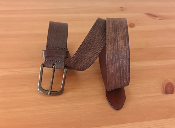 Vintage Men's Brown Genuine Leather Belt Casual M… - image 7