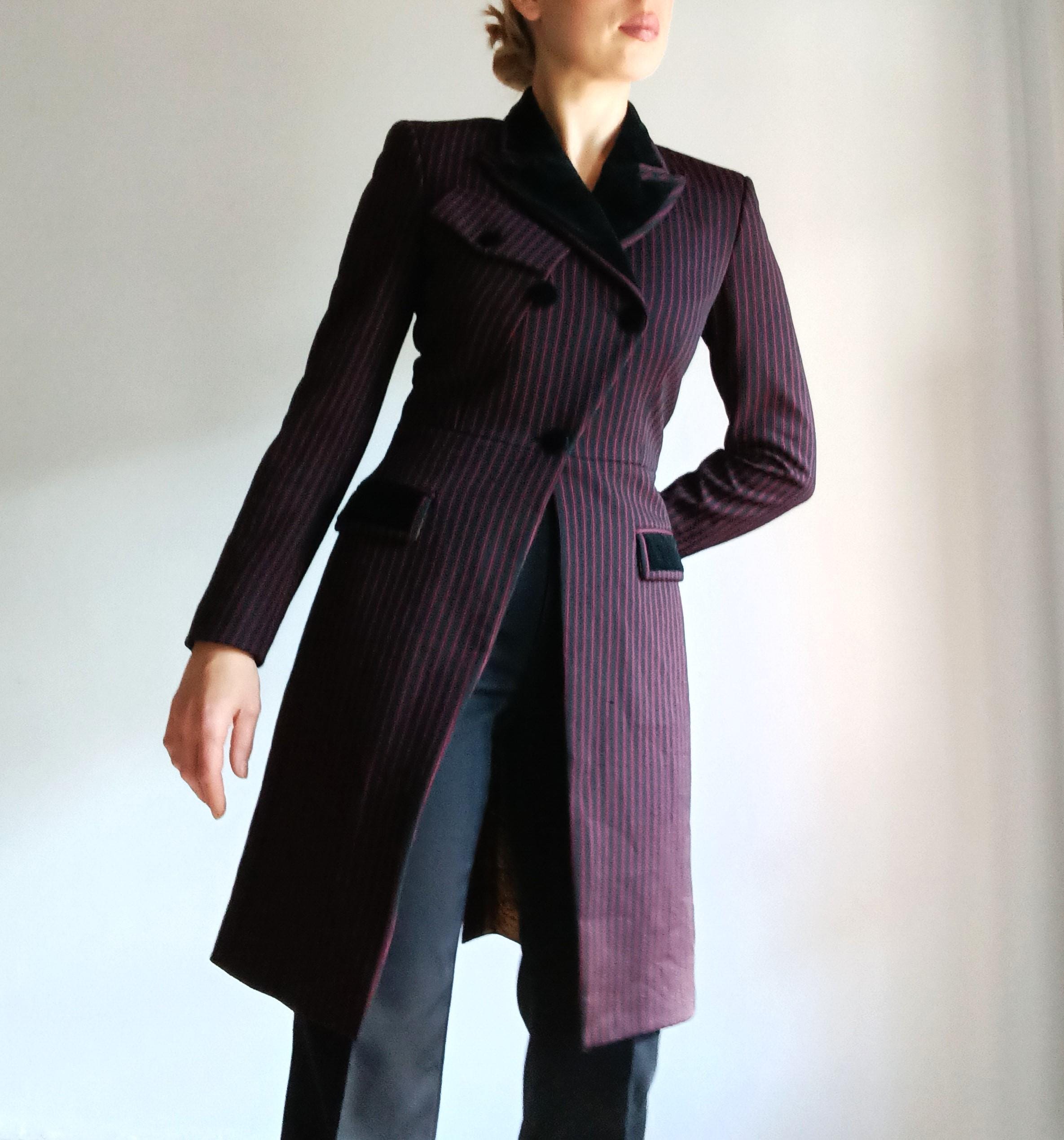 Jean Paul Gaultier Vintage Womens Black Burgundy Frock Jacket Size