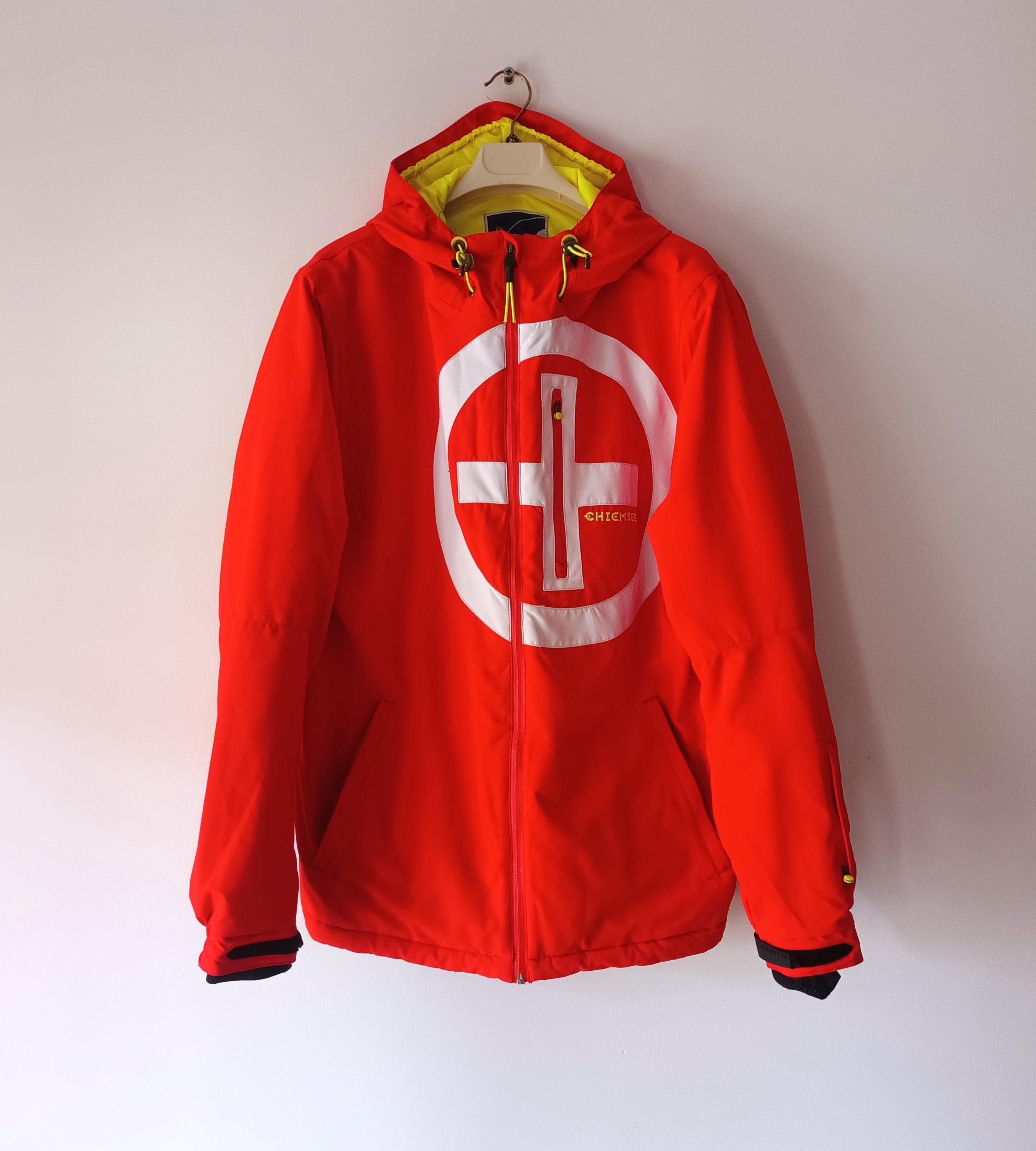 Vintage Mens Red Ski Jacket Size L Snow Ski Red White Yellow Ski