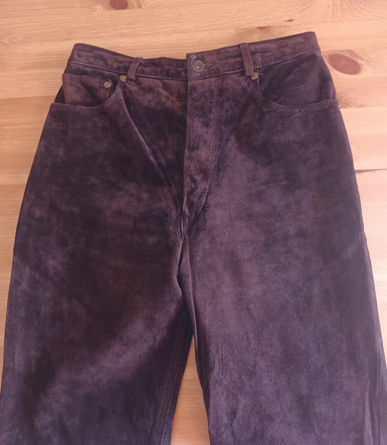 Brown suede high waist pants