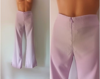 Pantalon évasé violet pour femme vintage taille XS taille haute lilas violet solide Pantalon évasé taille haute disco pantalon extensible de style rétro Y2K