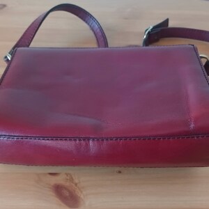 Vintage Women Burgundy Leather Flap Bag Burgundy Leather Shoulder Bag Maroon Messenger Bag Burgungy Leather Crossbody Bag Wine Flap Bag image 7