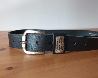 CARLISLE Vintage Leather Black Belt Adjustable Silver and  display picture 1