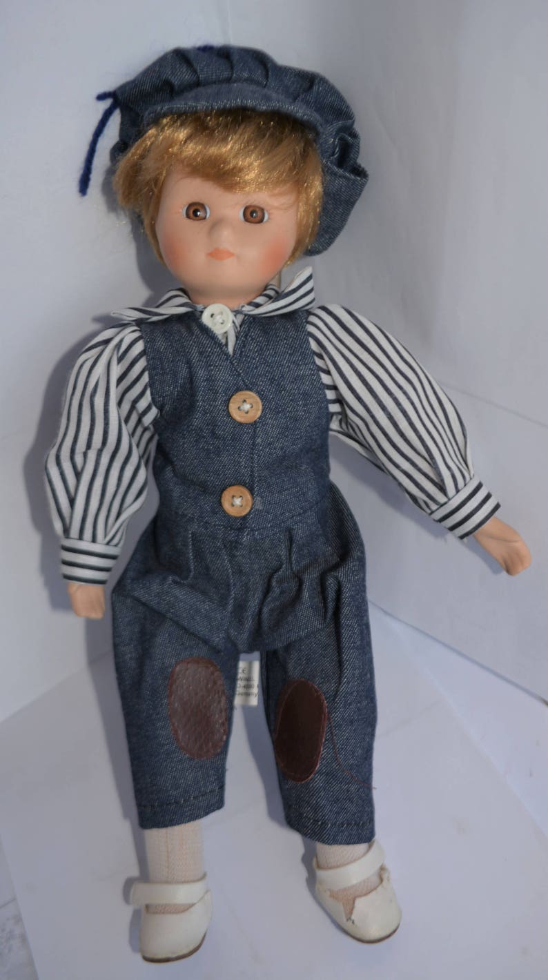 Vintage Handsome Porcelain Doll Boy Bisque German Made Blonde Doll Boy