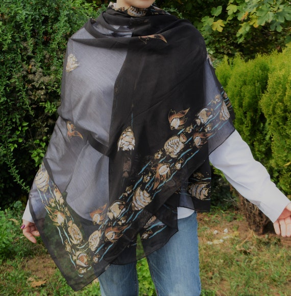 Large black wrap scarf deals