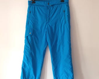 Vintage Mens Blue Ski Pants Size L Blue Solid Ski Pants Snow Trousers Snowboard Pants Ski Insulated Waterproof Skiwear Winter Sport Pants