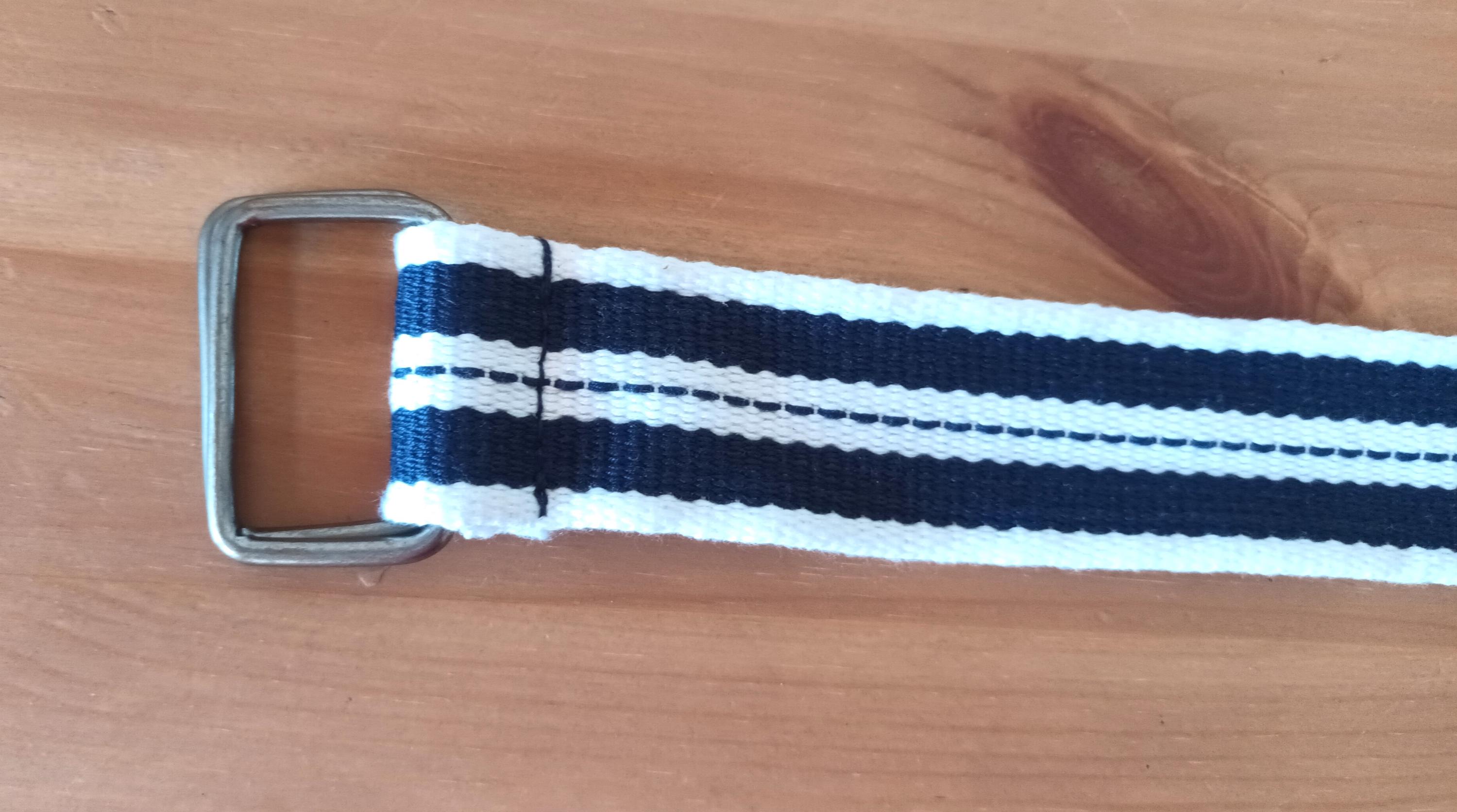 Vintage Canvas Cotton Belt With Square Ring Striped Navy 