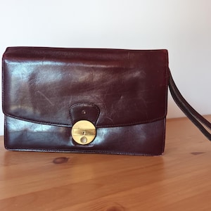 Vintage Deep Red Leather Men&#39;s Purse Men&#39;s Clutch Wallet Bag Burgundy Wristlet Leather Purse Clutch Pouch Bag Leather Handbag