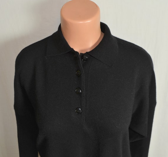 Vintage Women Black Wool Blend Sweater Size L Lon… - image 1