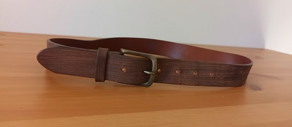 Vintage Men's Brown Genuine Leather Belt Casual M… - image 4