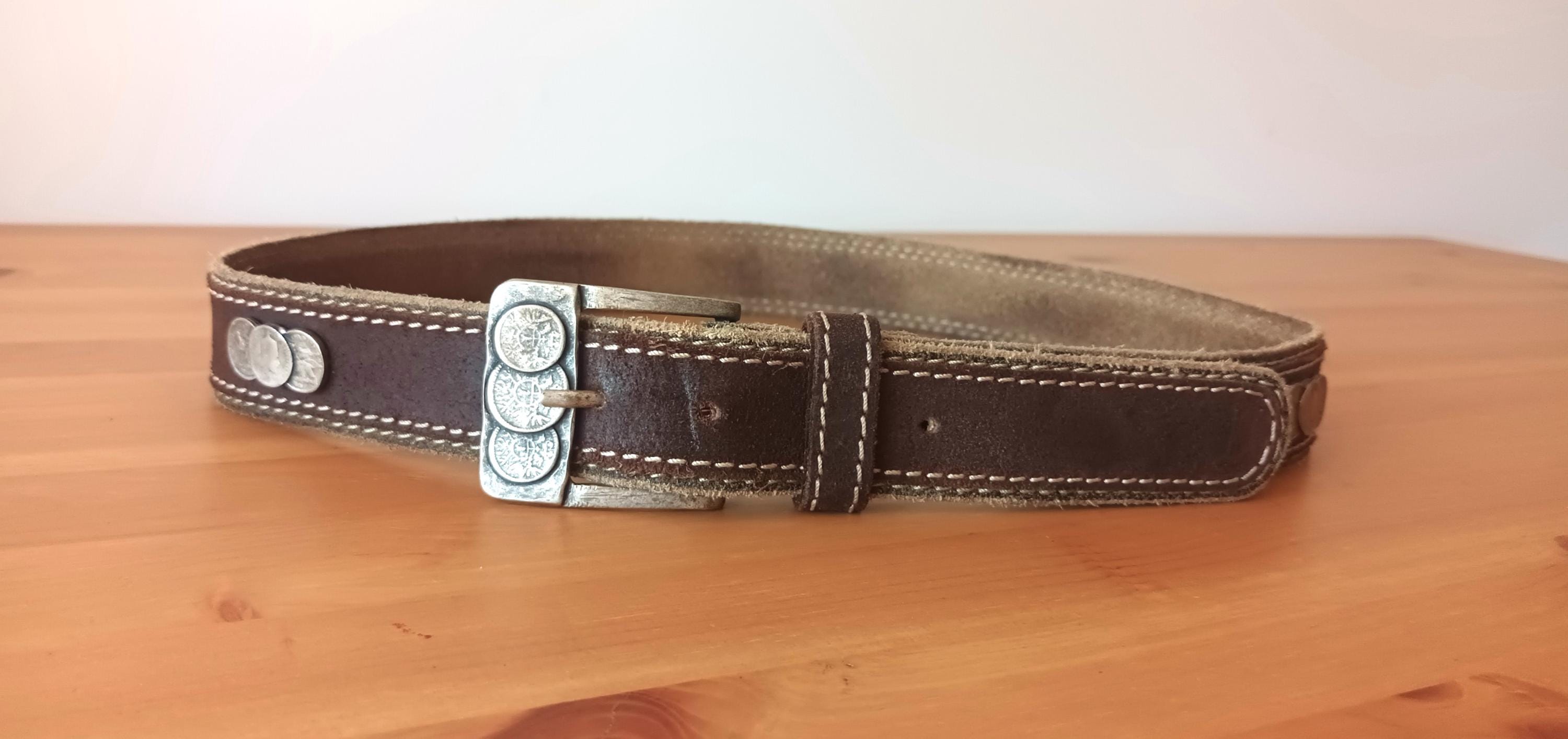 Vintage Brown Leather
Coin Embellished
Statement Belt Céline Vintage Celine Paris Metal / Leather coin application  main image 3