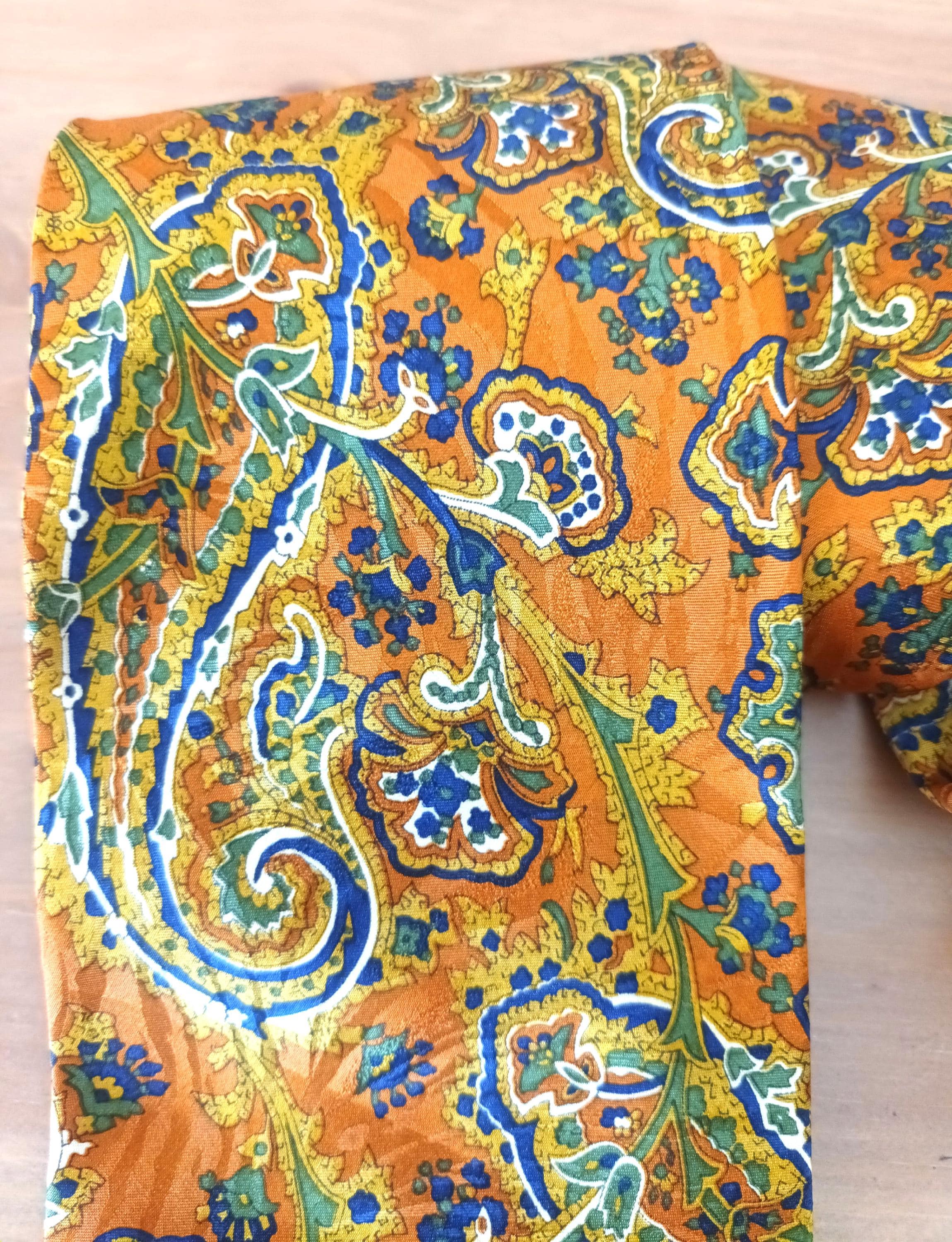 Cravatta Uomo DQT Paisley Floreale – Larghezza Classica 9 Cm, Lunghezza 148 Cm, Colore Arancione Scuro, Per Matrimoni E Cerimonie - 3