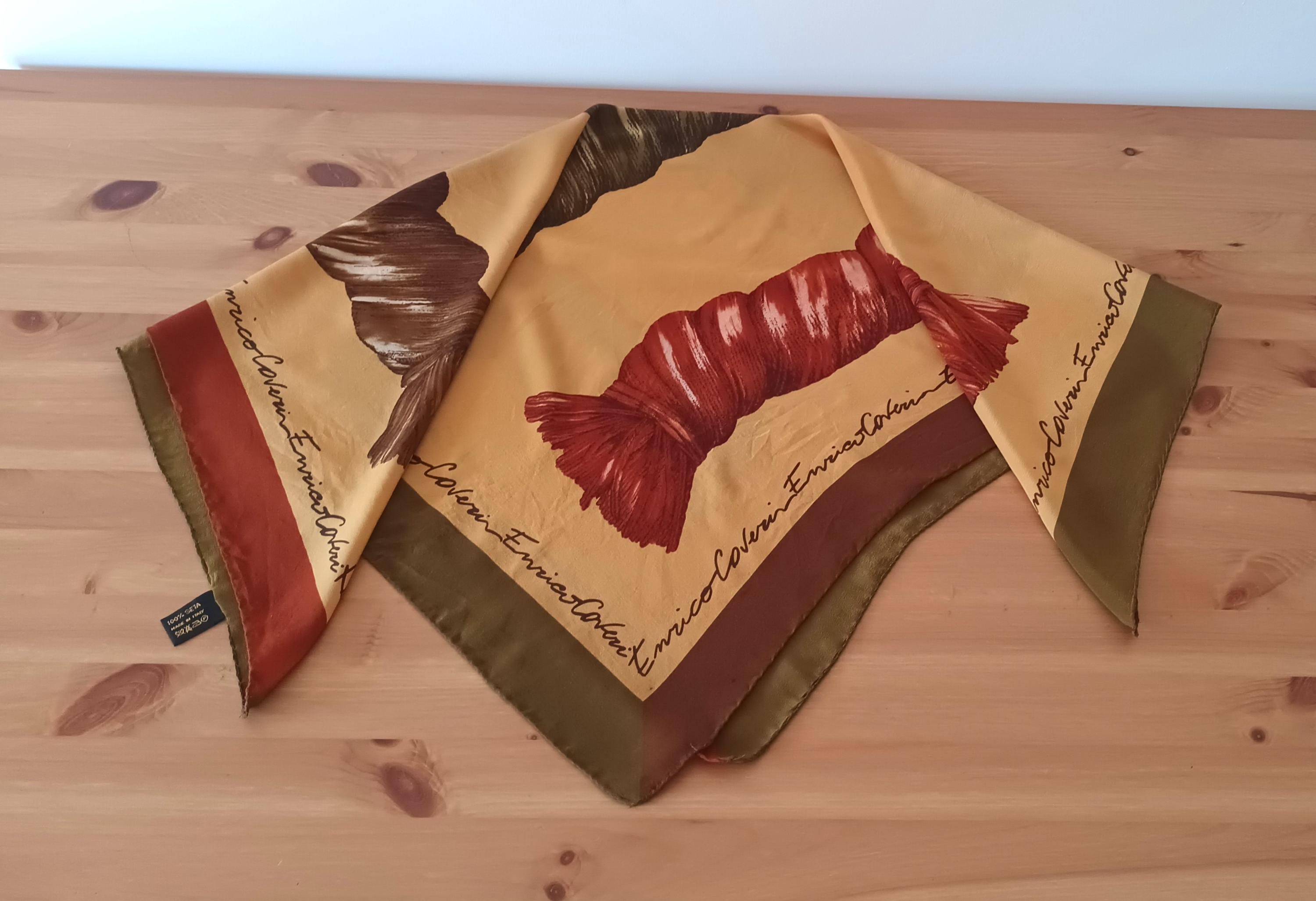 Grand Foulard Carré Enrico Coveri – Soie Vintage – Motif Zèbre – Bleu Et Rose – Femme