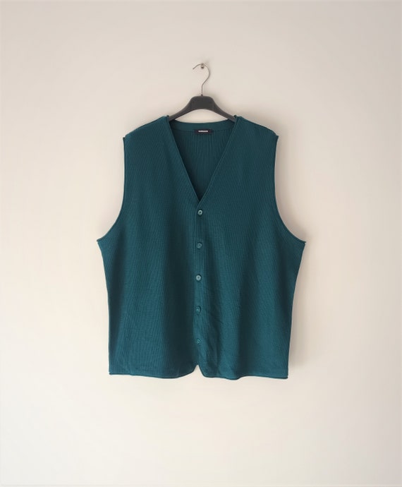 Vintage Men Merino Wool Knit Vest Size XXL/3XL Da… - image 1