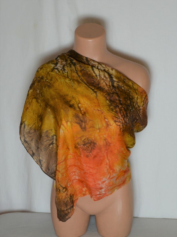 Foulard Vintage En Soie – Motifs Floraux Multicolores – état Occasion – Style Rétro