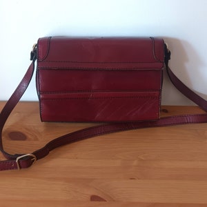 Vintage Women Burgundy Leather Flap Bag Burgundy Leather Shoulder Bag Maroon Messenger Bag Burgungy Leather Crossbody Bag Wine Flap Bag image 3