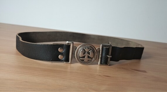 LeatherRock - women’s wide black genuine leather waist Belt silver buckle S /M LEATHEROCK Women main image 3