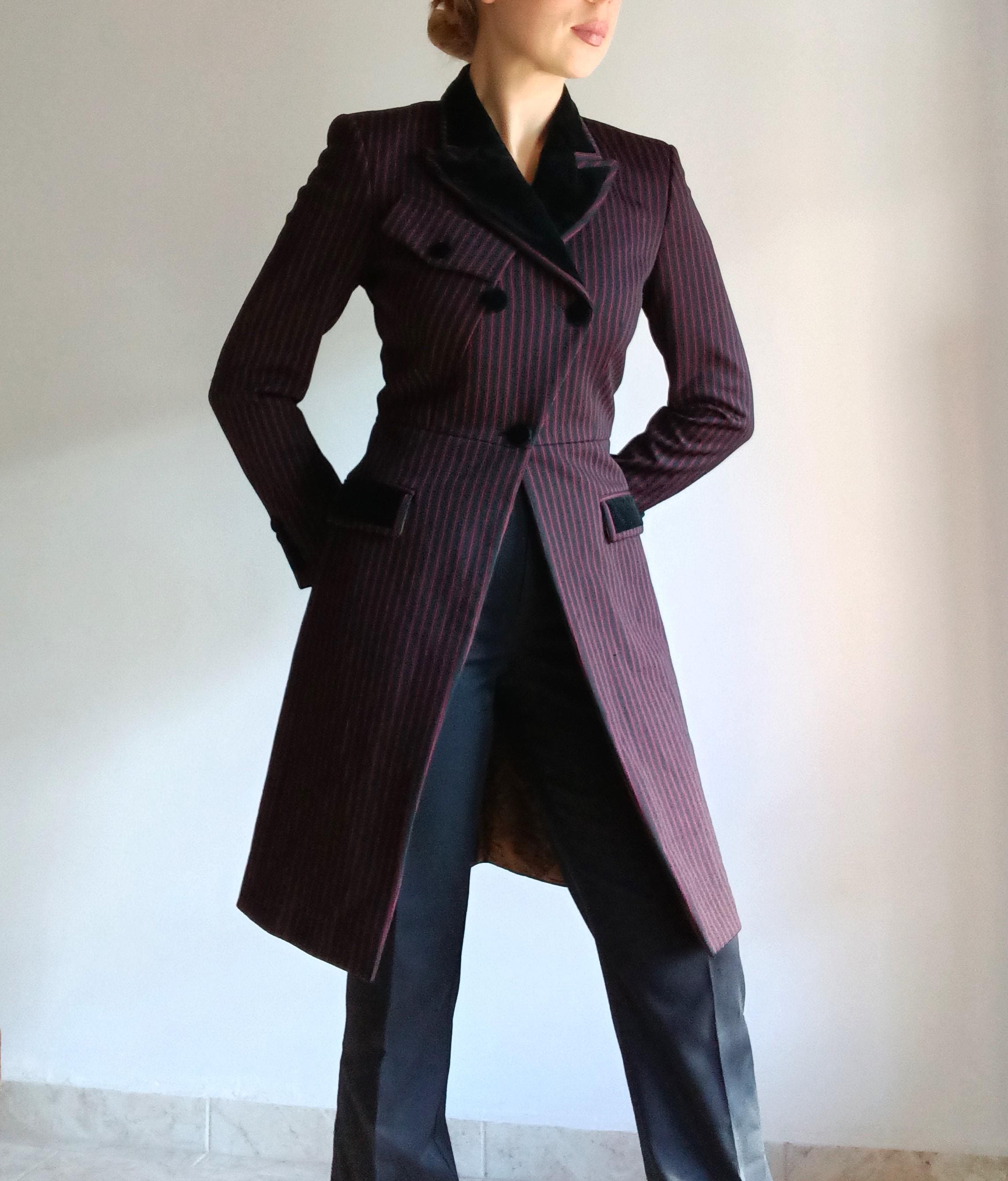 Jean Paul Gaultier Vintage Womens Black Burgundy Frock Jacket Size