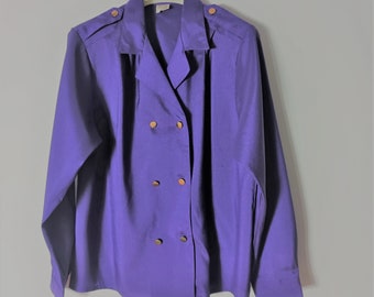 Vintage Women Purple Shirt Size L Purple Shirt With Gold